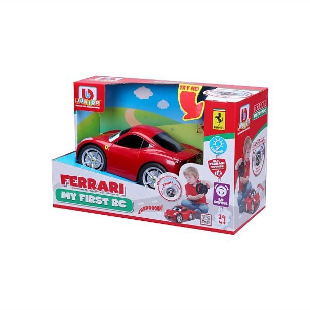 Maisto - BJUNIOR BB Junior RC - Ferrari 458 Italia se světly a zvuky, dálkový ovladač volant, červená, 27MHz