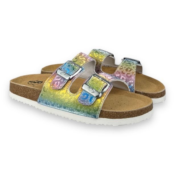 Dívčí kožené pantofle Best Feet - Rainbow