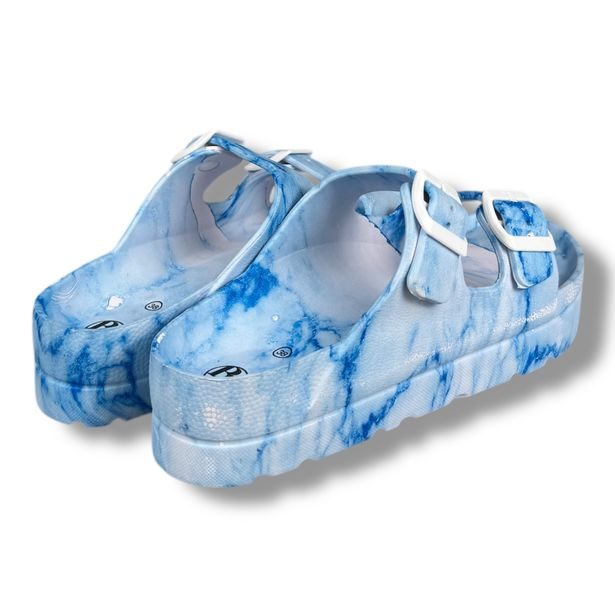 Dámské pantofle na platformě Best Feet - bílo-modré