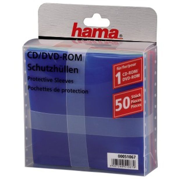 Hama ochranné obaly pro CD/DVD, polypropylen, mix barev, balení 50 ks (cena za balení)