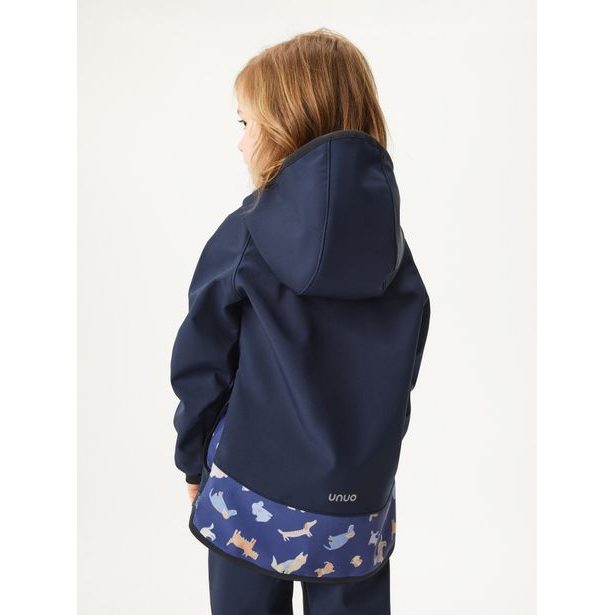 Unuo Dětská softshellová bunda s fleecem Basic, Tm. Modročerná, Pejsci