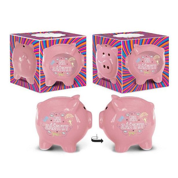 pokladnička PRASÁTKO, NA ZÁŽITKY, DB, keramika