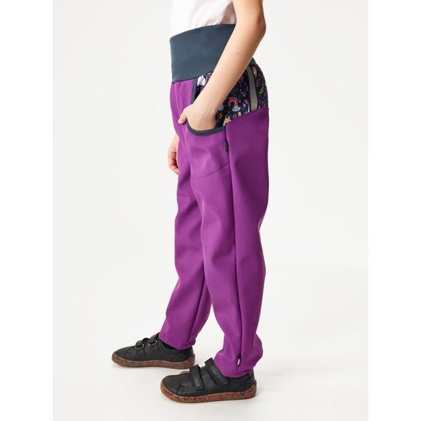 Unuo, Softshellové kalhoty s fleecem, Ostružinová, Jednorožci