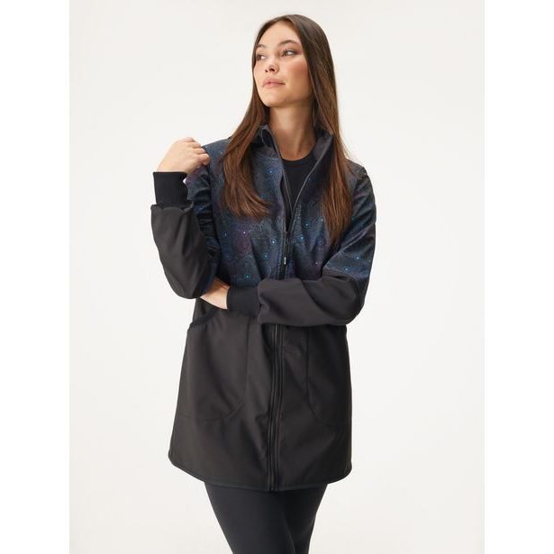 Unuo, Dámský softshellový kabát s fleecem, Černá, Temná mandala