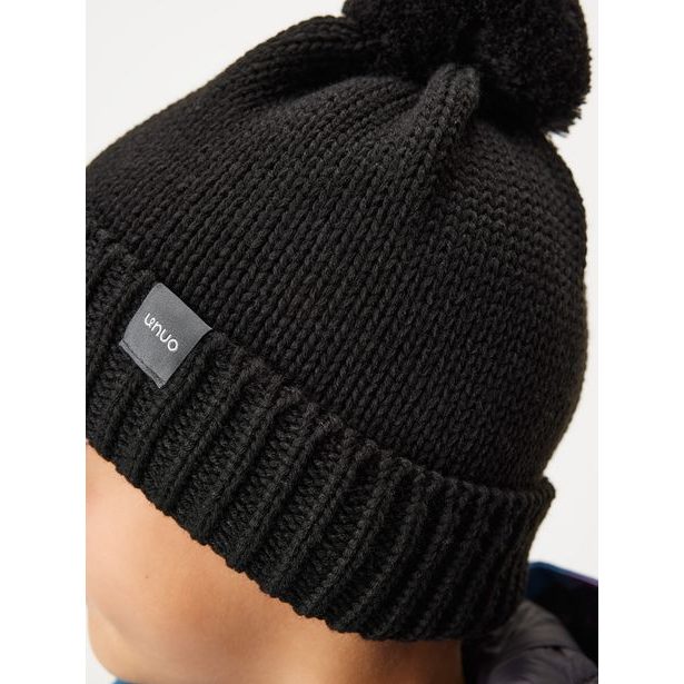 Unuo Dětská čepice pletená Bobble, Černá