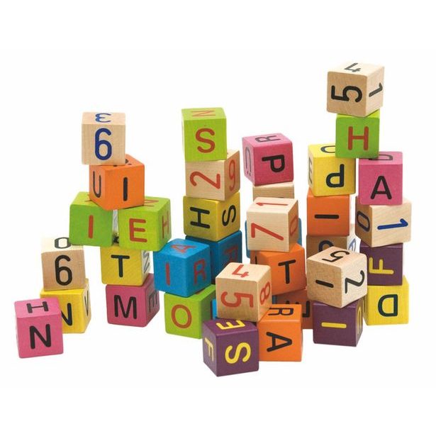 Farebné kocky s písmenami a číslami, 40ks