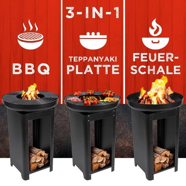 EDCO Přenosné zahradní ohniště s grilem a stojanem TEPPANYAKI ED-229074