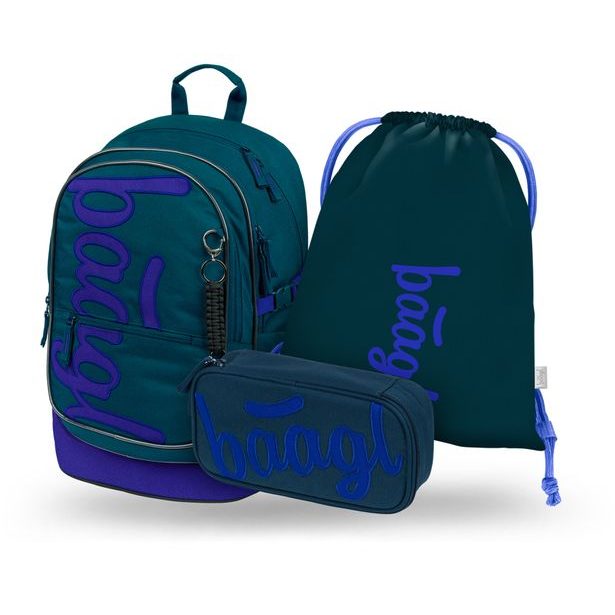 BAAGL SET 3 Core Logo modrý: batoh, penál, sáček GRS