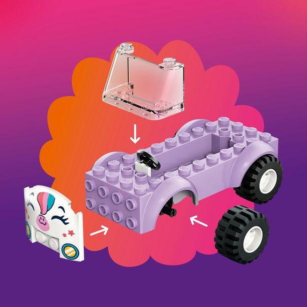 Jednorožčí donáškové auto s dortem