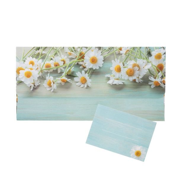 Papírová obálka heřmánek s vloženou kartičkou