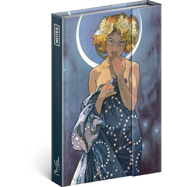 Notes Alfons Mucha – Luna, linkovaný, 11 × 16 cm Baagl