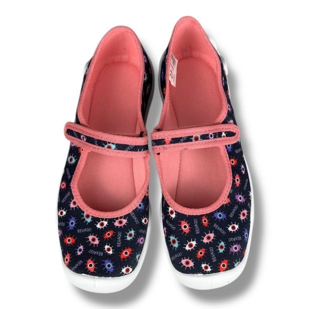 Dívčí balerínky, domácí obuv Befado - černé, oči