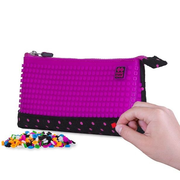 PIXIE CREW PIXIE CREW velké pouzdro ČERNÉ S FUCHSIOVÝM PUNTÍKEM