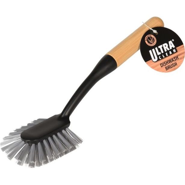 kartáč na nádobí, černý mat, 27x7x6cm, BAMBUS/plast