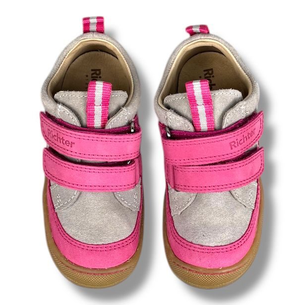 Dětská celoroční kožená obuv Richter - růžovo-šedé