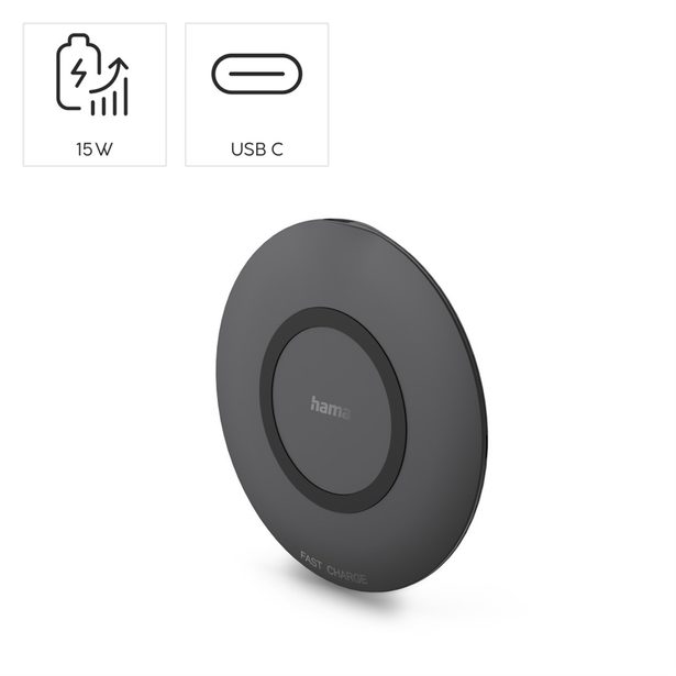 Hama bezdrátová nabíječka Qi 15 W