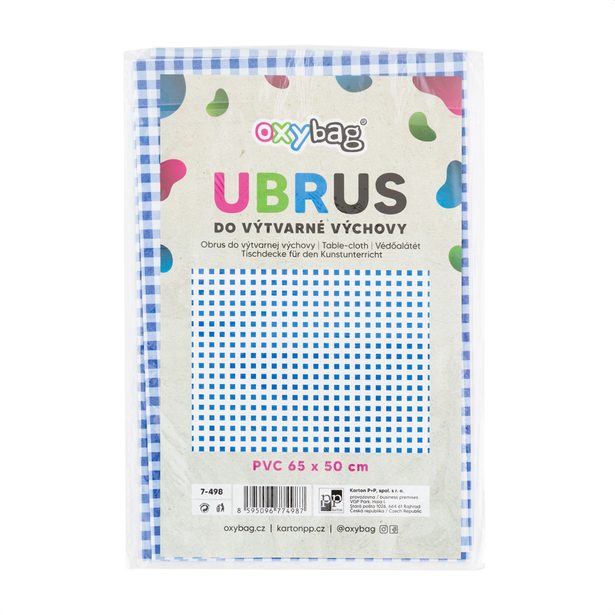 Ubrus do výtvarné výchovy 65x50cm modro-bílé kostky 7-498