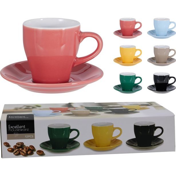 EXCELLENT HOUSEWARE Sada šálků kamenina 12 ks 240 ml KO-Q09000030