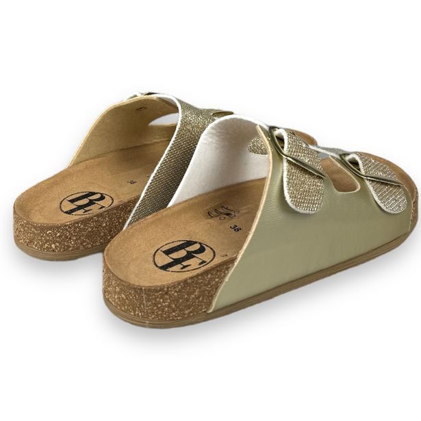 Dámské kožené pantofle Best Feet - zlaté