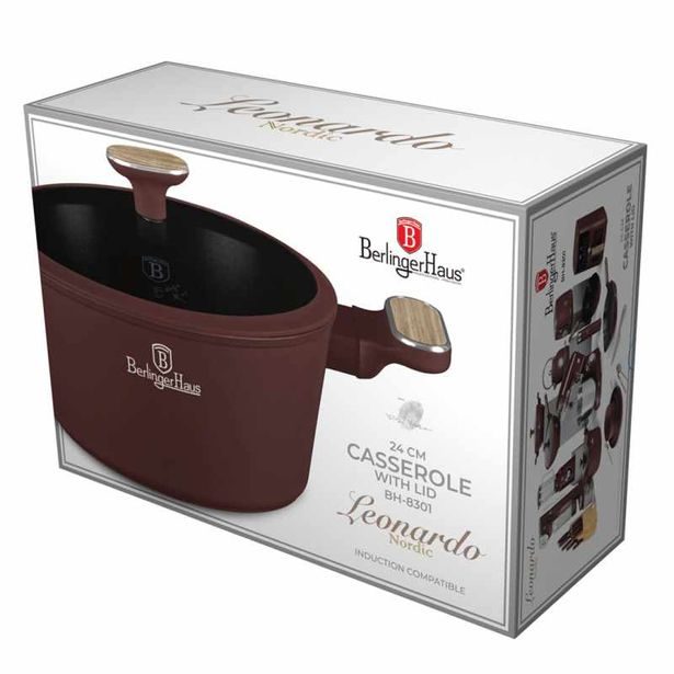 BERLINGERHAUS Kastrol s titanovým povrchem a poklicí 24 cm Leonardo Nordic Collection BH-8301