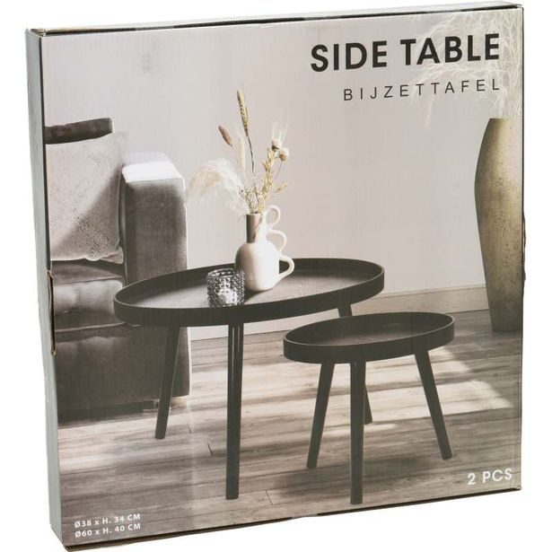 HOMESTYLING Odkládací stolek sada 2 ks borovice černá KO-KR8200300
