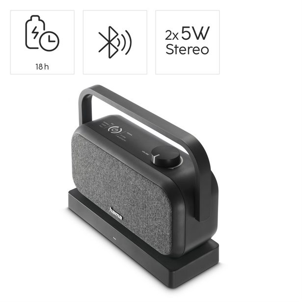 Hama bezdrátový přenosný TV reproduktor, nabíjecí základna s 2,4 GHz vysílačem, Bluetooth