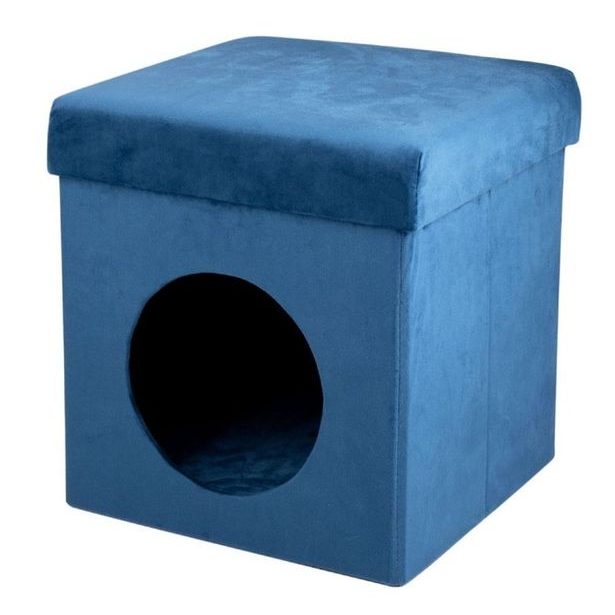 PET COMFORT Pelíšek pro kočku i psa samet 34 x 36 cm modrá ED-247501
