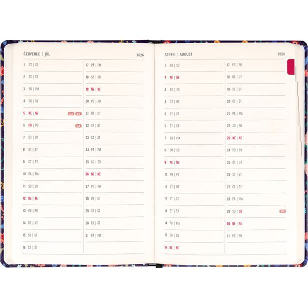 NOTIQUE 18měsíční diář Petito – Flóra 2026/2027, 11 x 16 cm