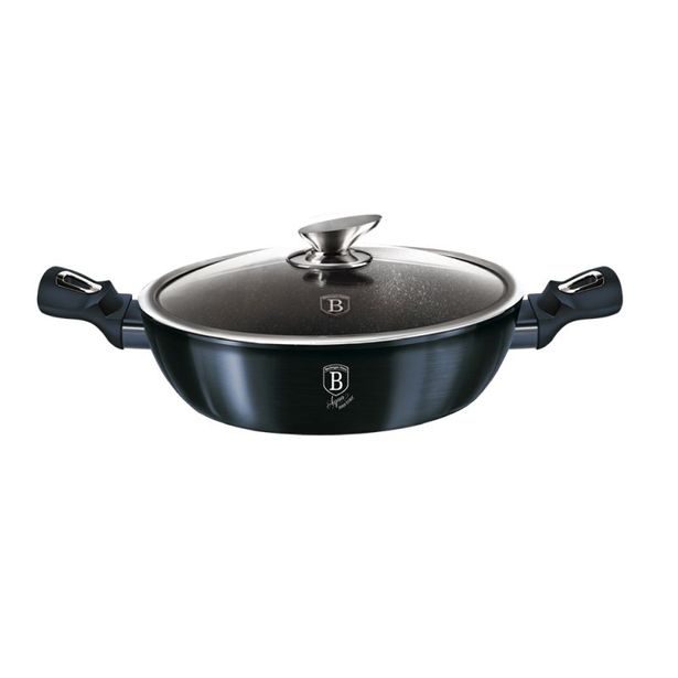 BERLINGERHAUS Pekáč kulatý s mramorovým povrchem a poklicí 28 cm Aquamarine Metallic Line BH-1877