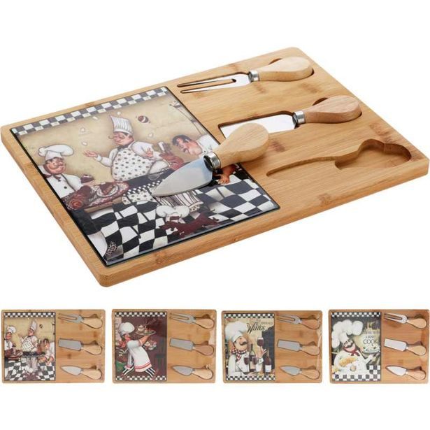 EXCELLENT HOUSEWARE Sada na krájení sýrů s prkénkem sada 4 ks KO-280000060