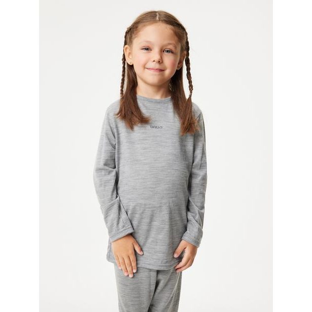 Dětské merino triko s dlouhým rukávem, Šedá