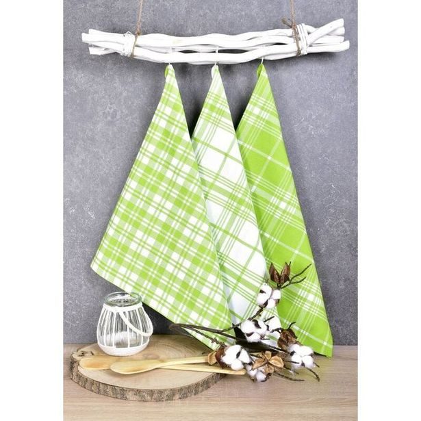 utěrka 3ks 70x45cm zelené KÁRO-kuch., 100%bavlna