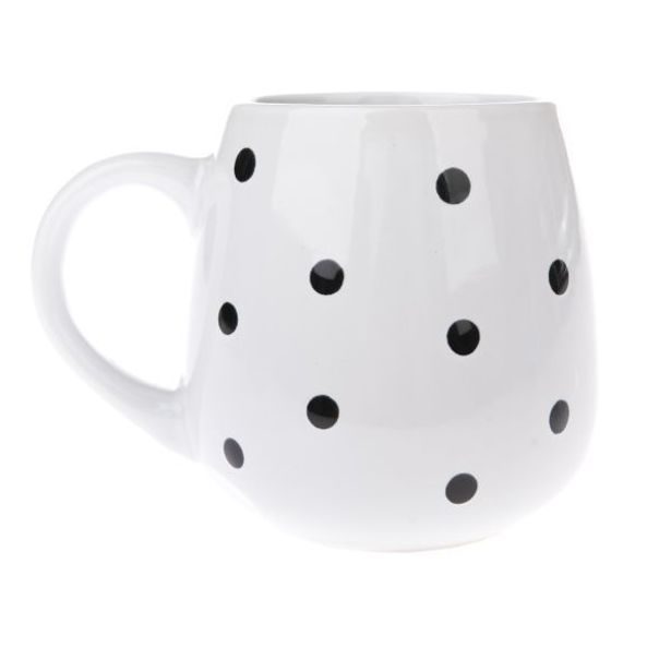 hrnek 520ml BÍLÝ, ČERNÝ PUNTÍK, D10x10cm, keramika