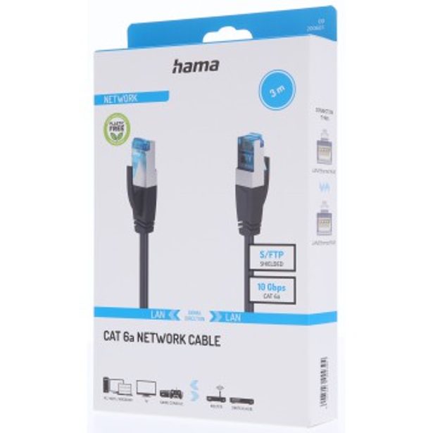 Hama síťový kabel Cat6a S/FTP RJ45 3 m, stíněný, 10 Gb/s