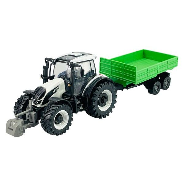 Bburago Farm 10cm Tractor with Trailer - Valtra N174 - Tipping Trailer