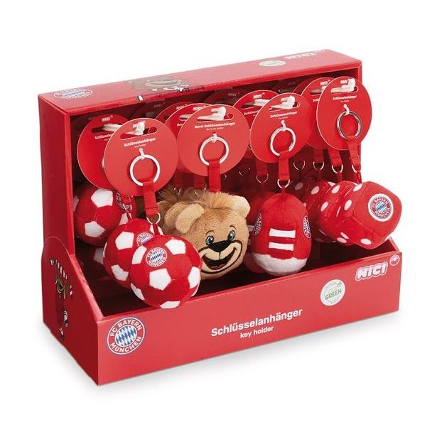 NICI NICI DISPLAY klíčenky FC BAYERN MÜNCHEN 7cm ASSORT, 4 druhy, 16ks, GREEN