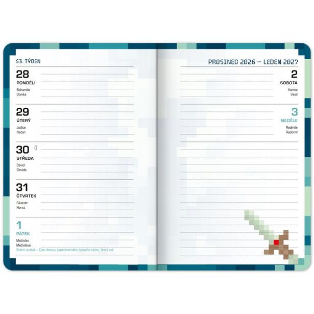 NOTIQUE Školní diář Gamer (září 2026 – prosinec 2027), 9,8 x 14,5 cm