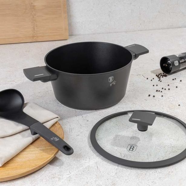 BERLINGERHAUS Kastrol s titanovým povrchem a poklicí 24 cm Antracit Collection BH-8131
