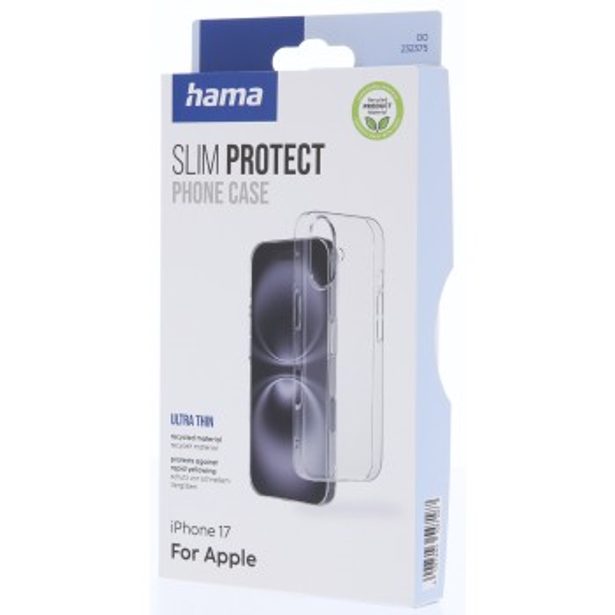 Hama Slim Protect, kryt pro Apple iPhone 17, ultra tenký, 20 % recyklovaných materiálů, průhledný