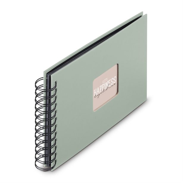 Hama album klasické spirálové FINE ART 24x17 cm, 50 stran, sage, černé listy