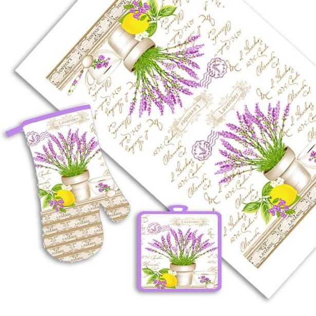 TORO KUCHYŇSKÝ SET LEVANDULE-UTĚRKA, CHŇAPKA, PODLOŽKA_hamashop