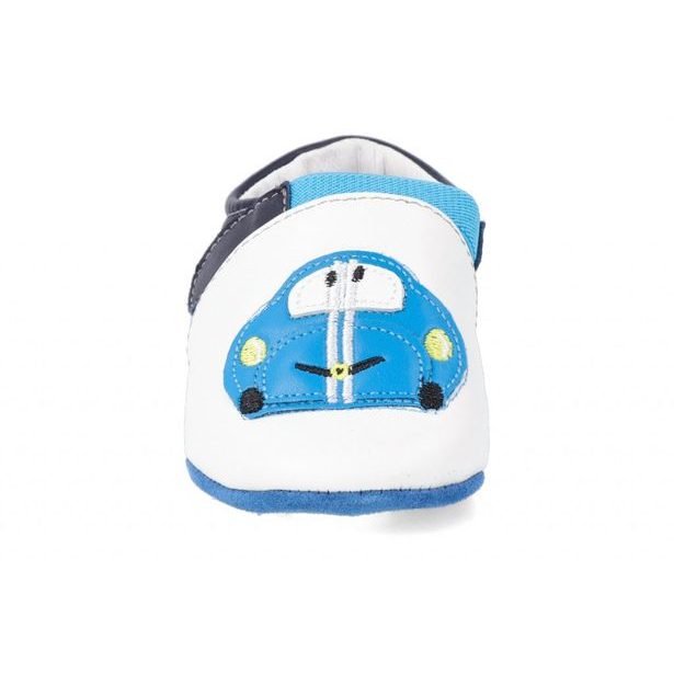 Dětské kožené capáčky DDstep - Autíčko (White)