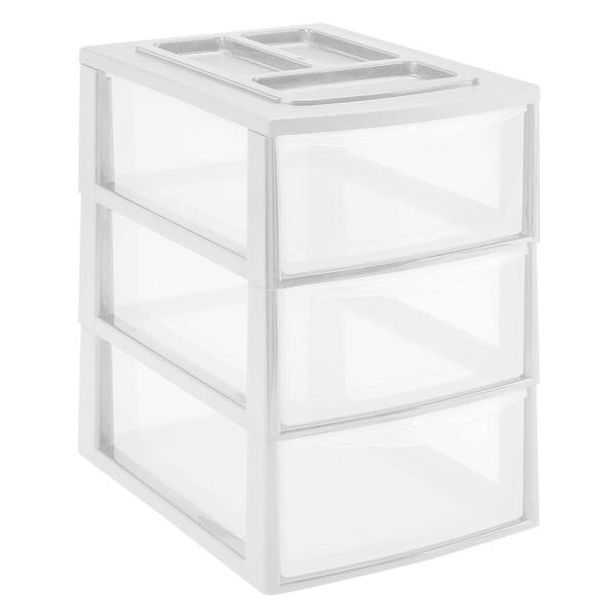 Nezařazeno REGÁL SE 3 ŠUPLÍKAMI 38X27X38CM, PLAST, BÍLÁ_hamashop