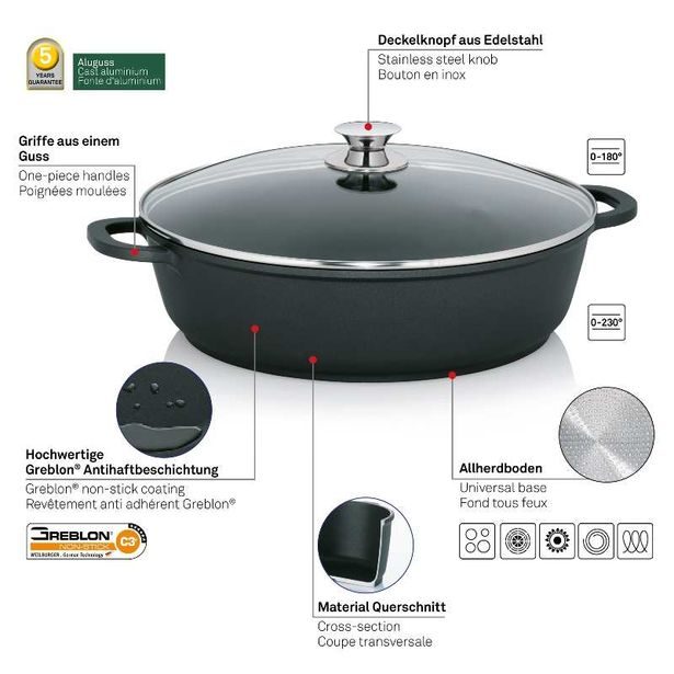 KELA Pekáč kulatý s poklicí 36 cm KERROS KL-11555