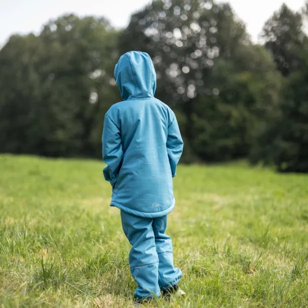 ESITO Dětská zimní softshellová bunda s beránkem Petrol - petrolejová