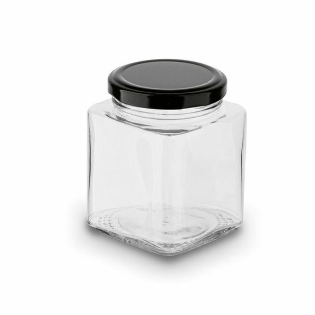 dóza 0,30l BELO čtverc.-sklo, víčko TO58 černé, kov