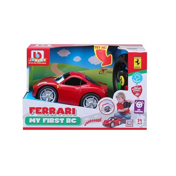 Maisto - BJUNIOR BB Junior RC - Ferrari 458 Italia se světly a zvuky, dálkový ovladač volant, červená, 27MHz