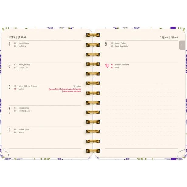 NOTIQUE Spirálový 18měsíční diář Petito – Levandule 2026/2027, 13 x 18 cm