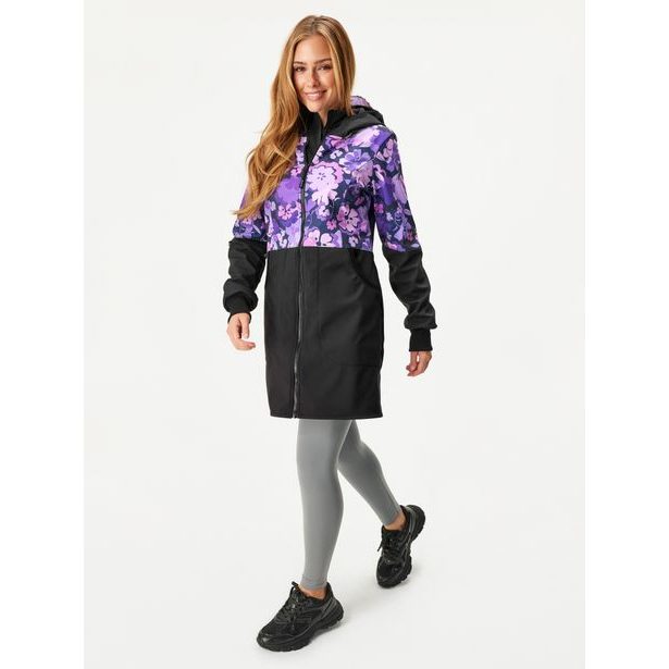 Unuo Dámský softshellový kabát s fleecem Street, Černá, Kytky