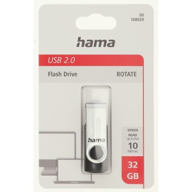 Hama rotate FlashPen, USB 2.0, 32 GB, 6 MB/s, black/silver